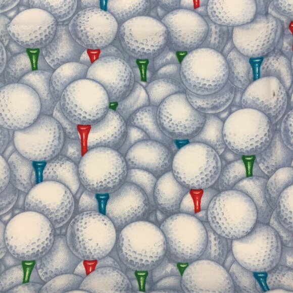 FQ Fat Quarter Quilting Fabric 18" x 22" Overall Golf Balls Tee Blue White Green - Picture 5 of 8